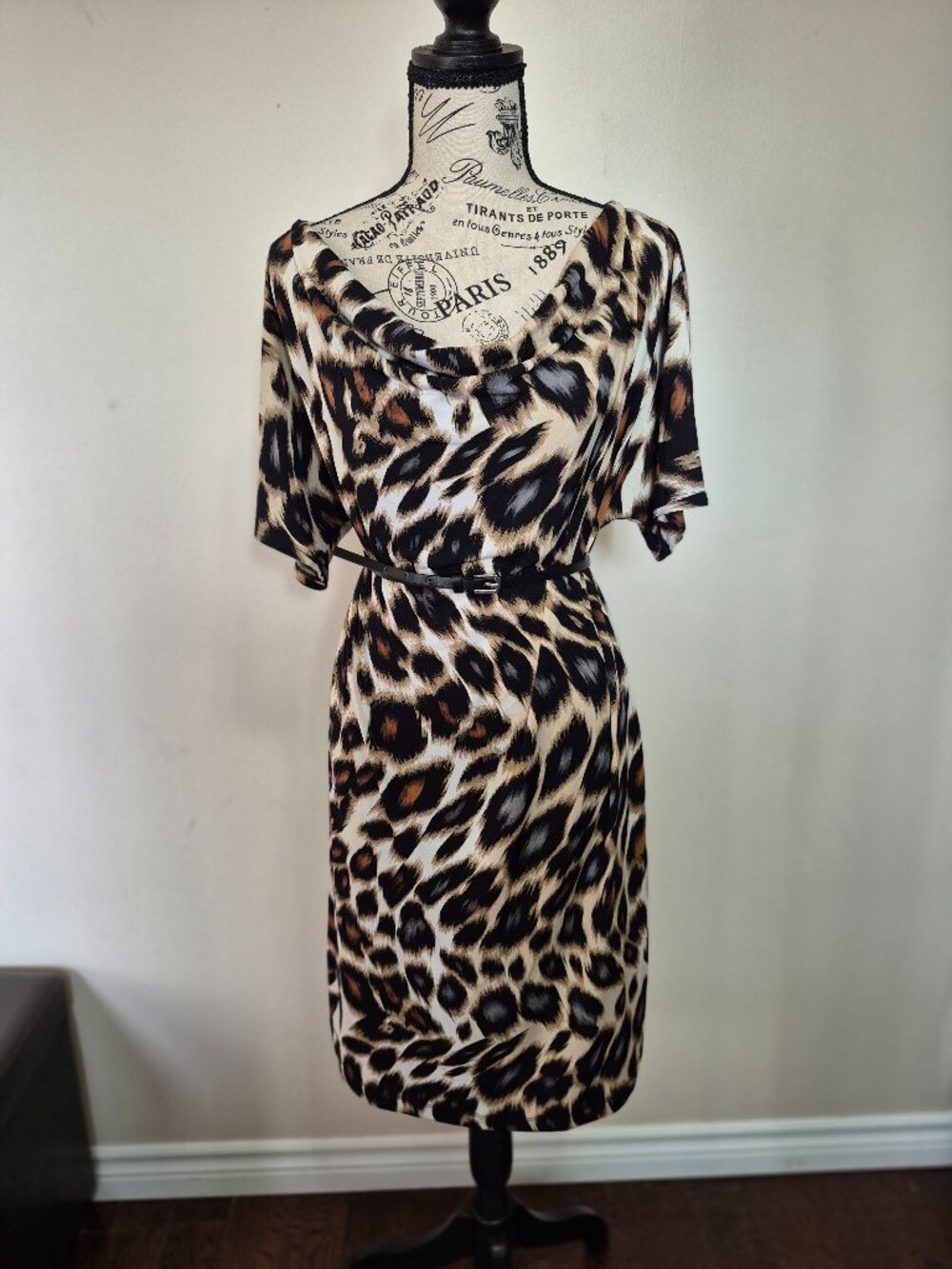 Animal Print Cowl Neck Dress